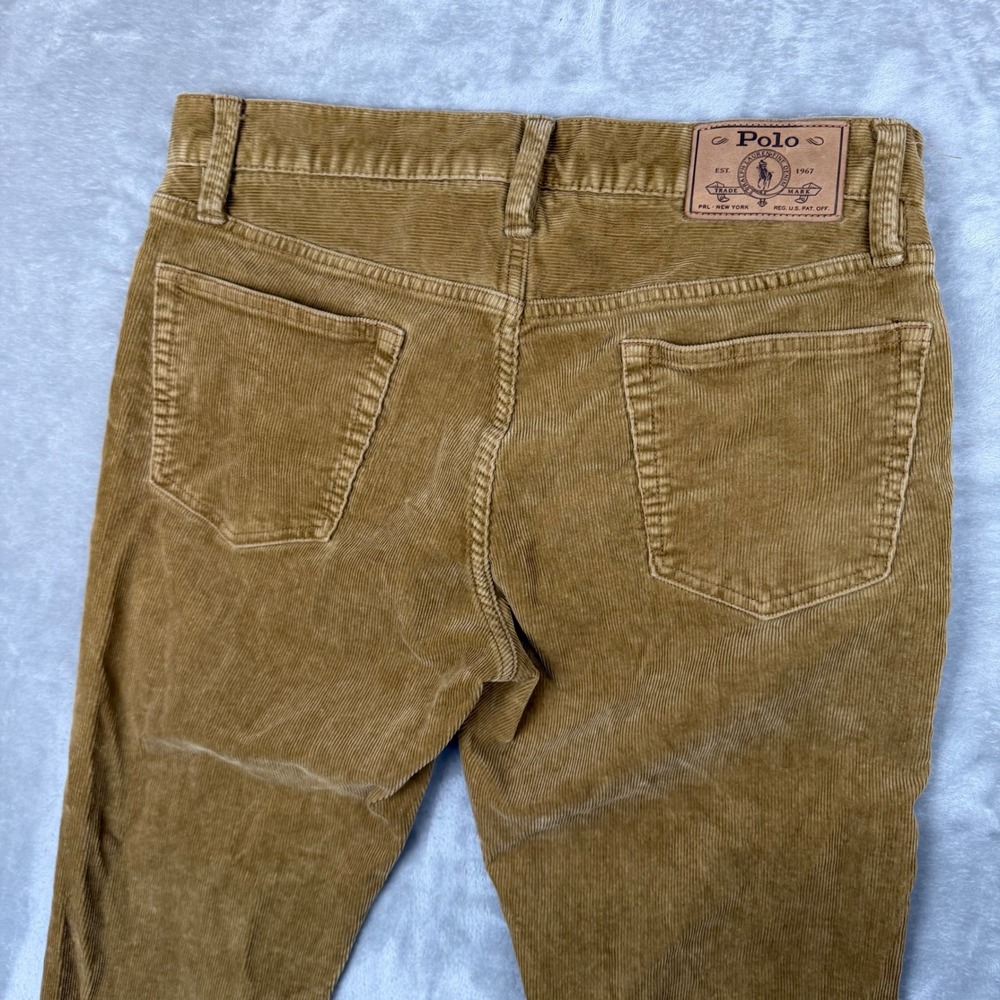 Polo Ralph Lauren Varick Slim Straight Corduroy Pants Mens 30/30 Tan Brown - Picture 3 of 16